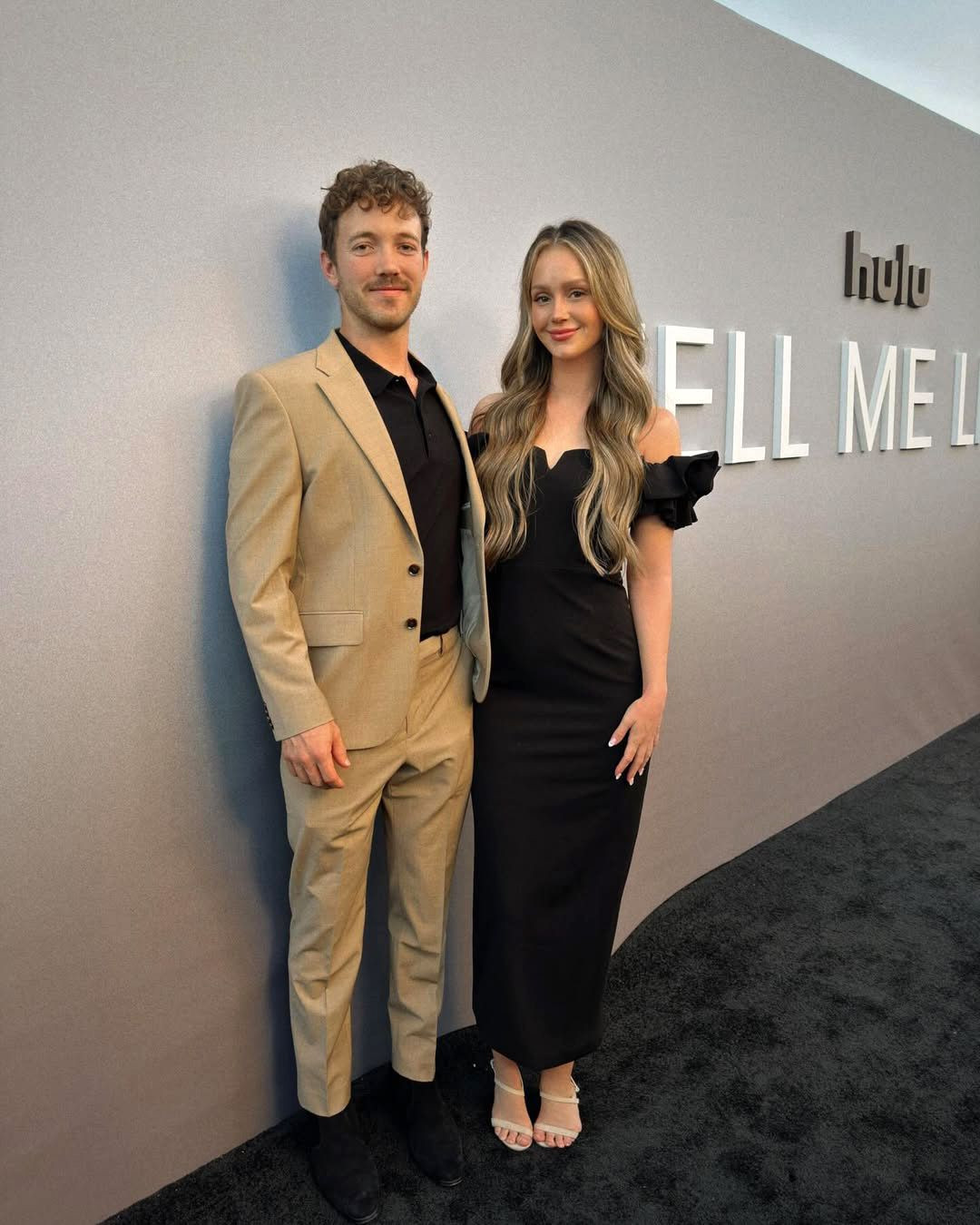 A special night celebrating Tell Me Lies with my love 🖤 Kept it classic in an off-the-shoulder black dress and soft waves — simple, elegant, and bump-friendly. 

 #LTKStyleTip