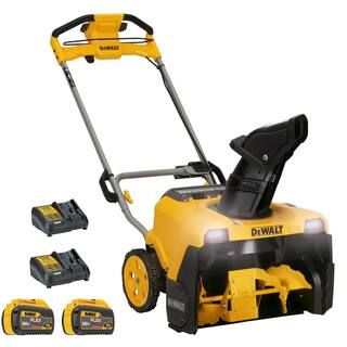 60-Volt 21 in. Maximum Cordless Electric Single Stage Snow Blower with Two 4.0 Ah FLEXVOLT Batter... | The Home Depot