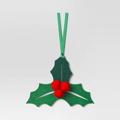 Fabric Holly Christmas Gift Topper Green - Wondershop™ | Target