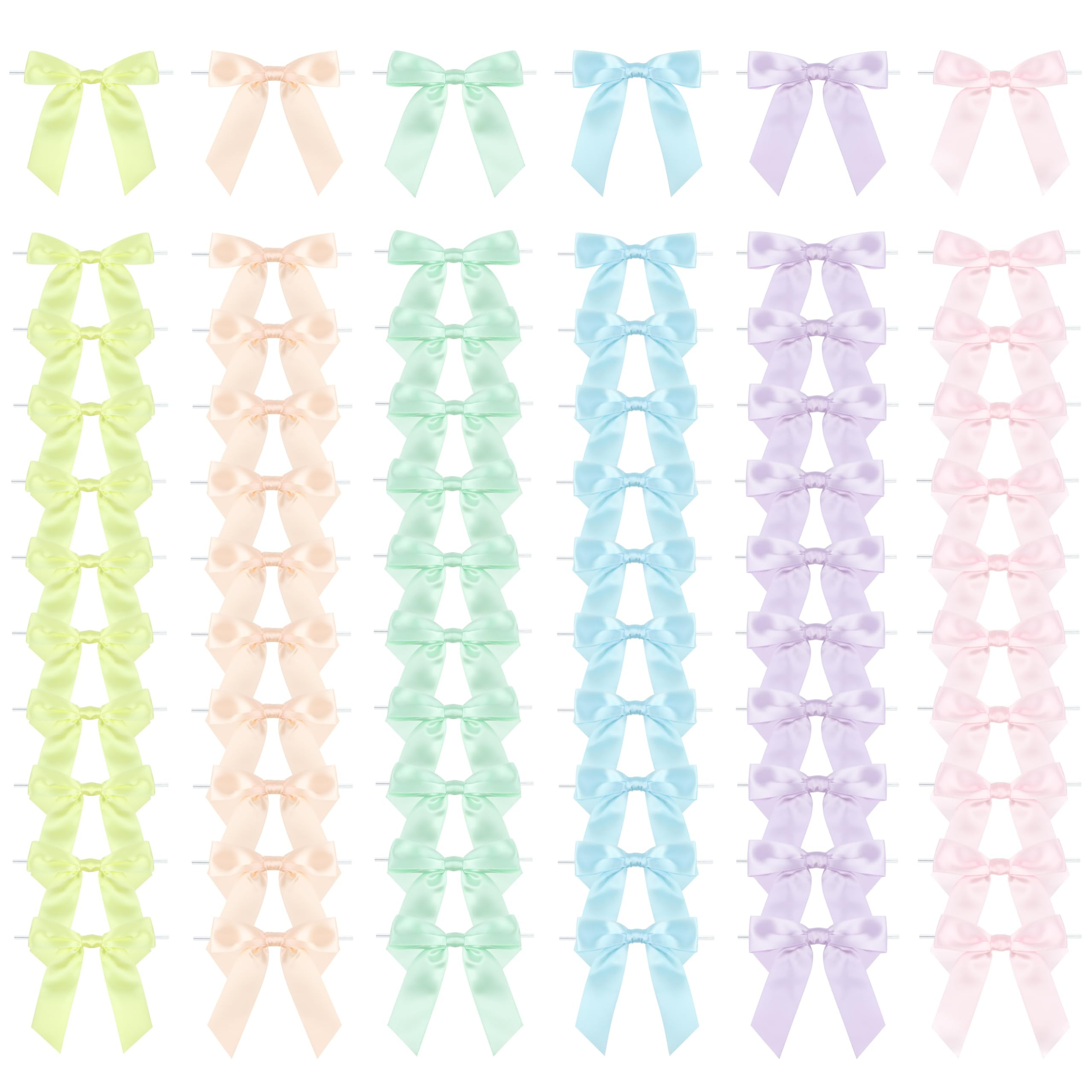 6 Colors Pre-Tied Pastel Satin Ribbon Bows for Crafts 3.5" Small Pastel Rainbow Twist Tie Bows De... | Amazon (US)