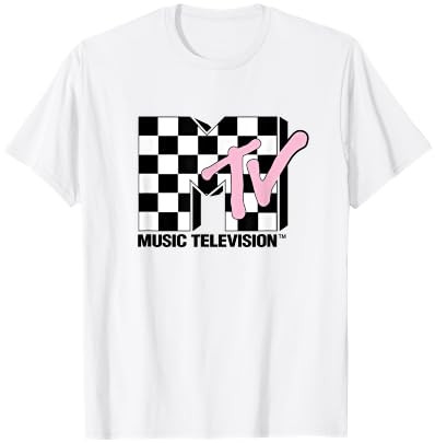 MTV Music Television Retro 80's Pink Neon Checkerboard Logo T-Shirt | Amazon (US)