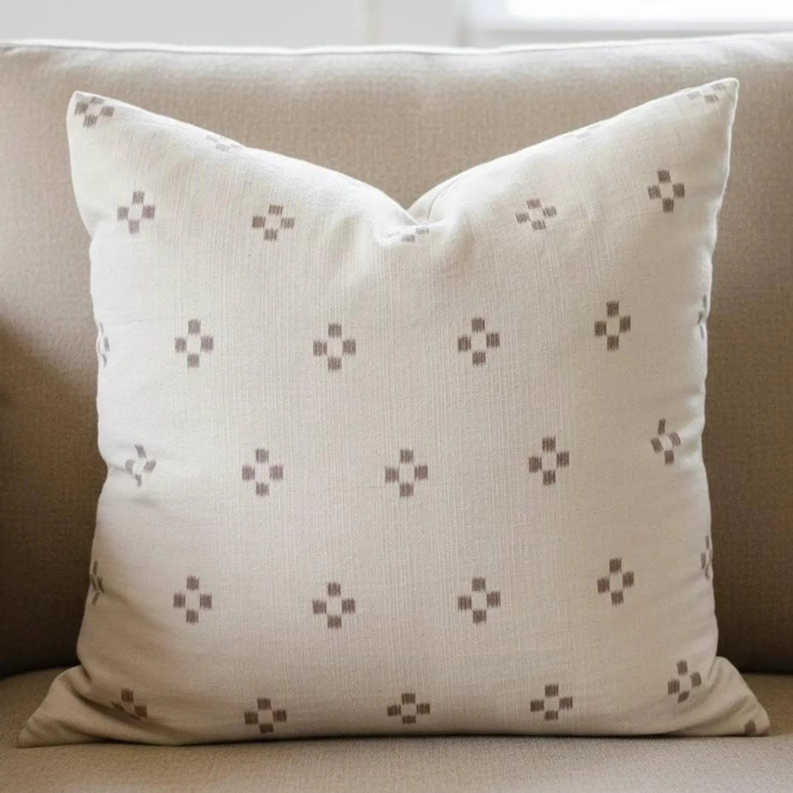 Neutral Geometric Throw Pillow Cover Beige Cream Pillow Cover Handmade Minimal Pattern Cushion Mo... | Etsy (Global)