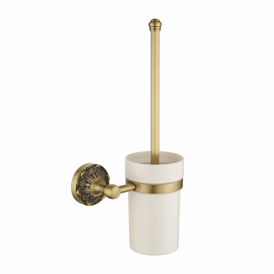Antique Brass Toilet Brush and Holder, Bathroom Wall Mounted Toilet Bowl Brush with Canister, Vin... | Amazon (US)