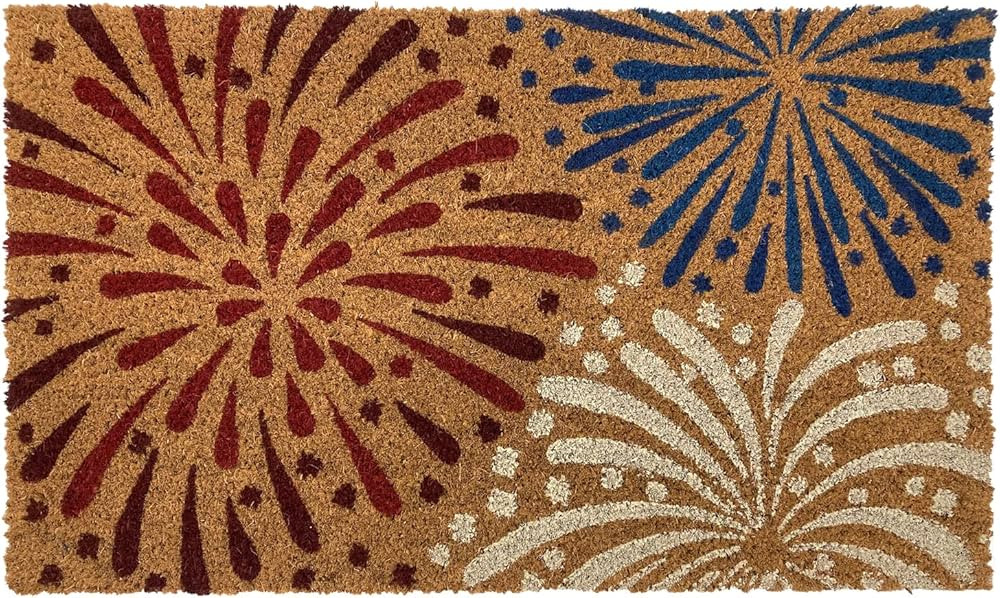 Summer Doormat - Fireworks - Natural Coir Fiber Doormat - 17" x 29" 4th of July Door Mat - Non-Sl... | Amazon (US)