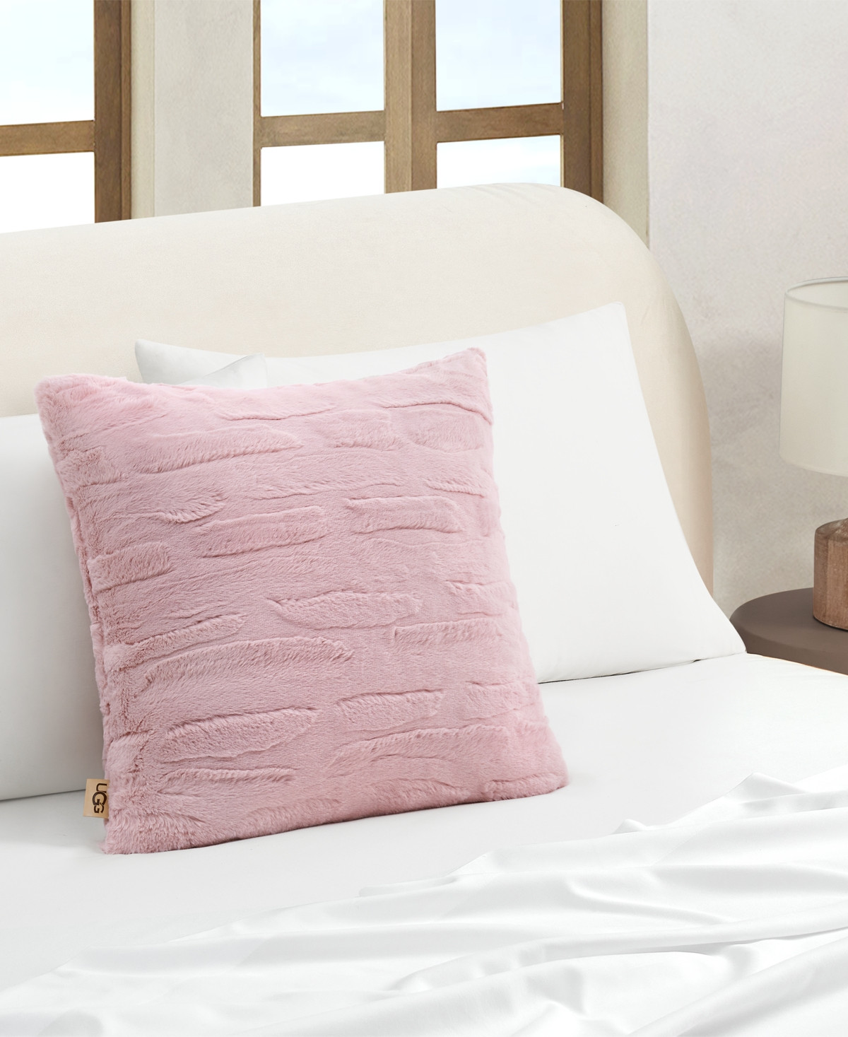 Ugg Valor Textured Faux Fur Decorative Pillow, 20" x 20" - Lotus Blossom | Macy's