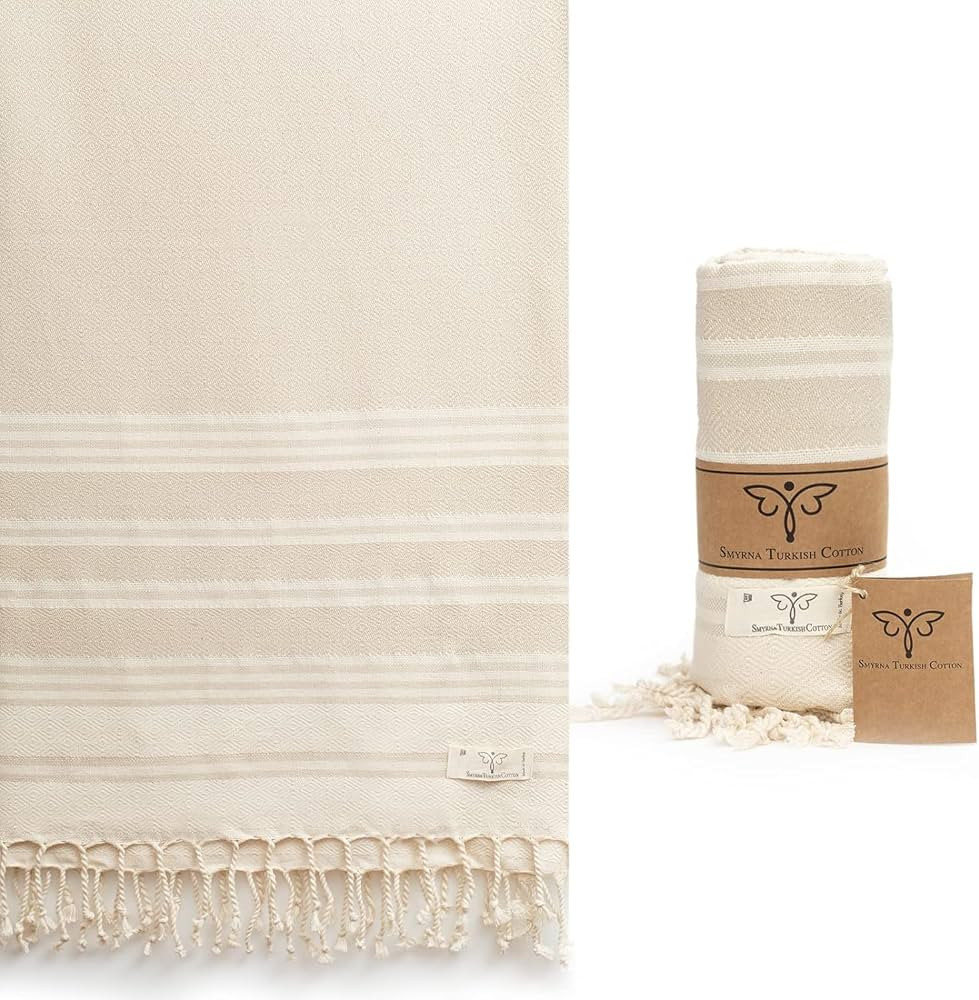 SMYRNA TURKISH COTTON Heritage Series Turkish Beach Towel Oversized, 37x71 inch, Extra Large Quic... | Amazon (US)