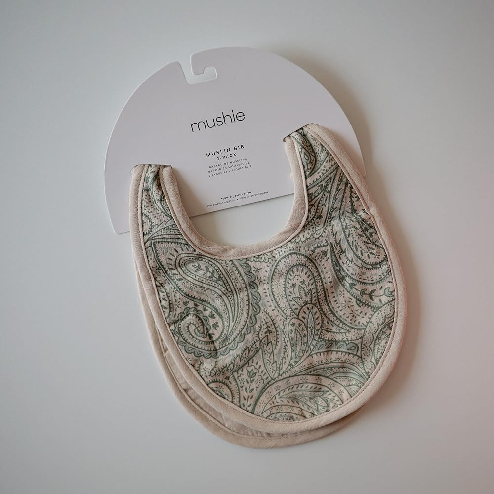 mushie Muslin Baby Bib | Soft Cotton for Infant Drips, Drools & Feedings | Adjustable Fit | 2 Pac... | Amazon (US)