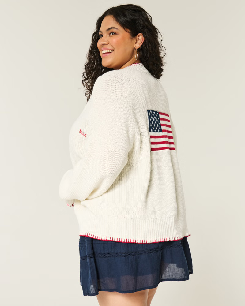 Easy American Flag Graphic No-Close Cardigan | Hollister (US)