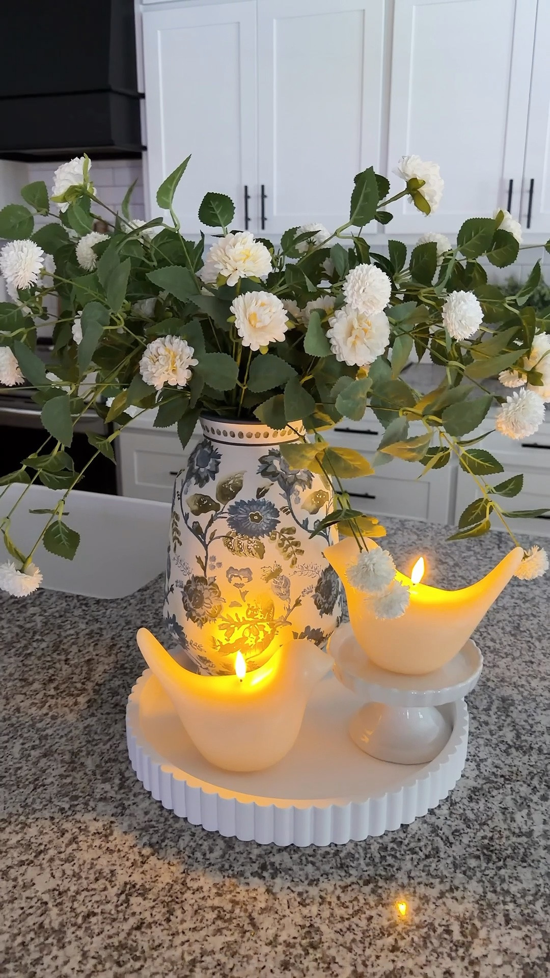 Proof that small tray styling can be just as beautiful as using a large tray. Sometimes the simplest little spaces end up being the prettiest. I love how cozy, layered, and collected this look feels without taking up a lot of room. This is definitely one of my favorite looks.