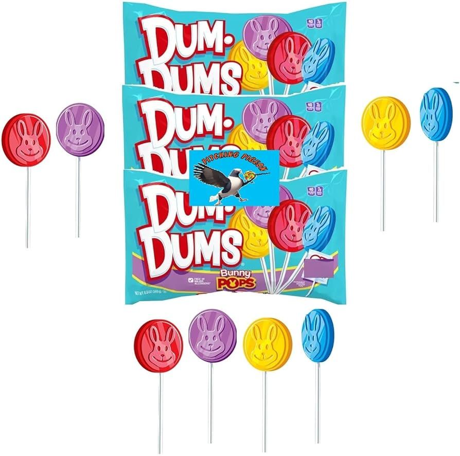 Dum Dums Easter Bunny Pops 60 Count Sucker Lollipops Easter Basket Candy Egg Hunt Stuffers - Incl... | Amazon (US)
