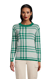 Women's Fine Gauge Cotton Crewneck Sweater - Pattern | Lands' End (US)