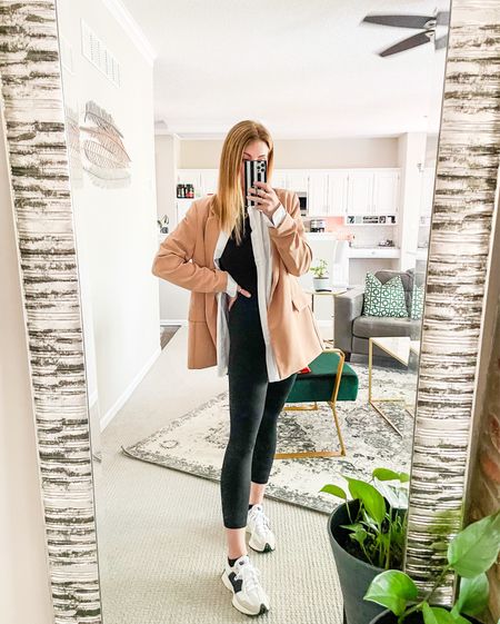 Travel-ready chic in black Lulu Align dupe leggings, New Balance 327 sneakers, and a classic camel blazer. 

Wearing a small in the leggings and a large in the blazer for a slouchier fit. Sneakers fit TTS  

#LTKstyletip #LTKshoecrush #LTKtravel
