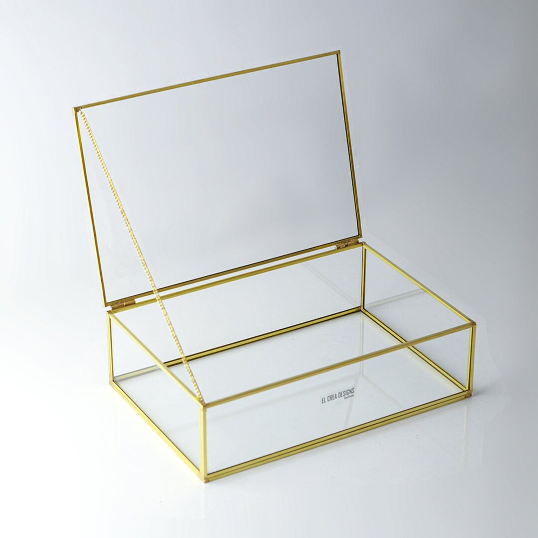 12x8x3 Display Case Glass Photo Box Brass Gold Card Customizable Personalizable Jewelry Wedding B... | Etsy (US)