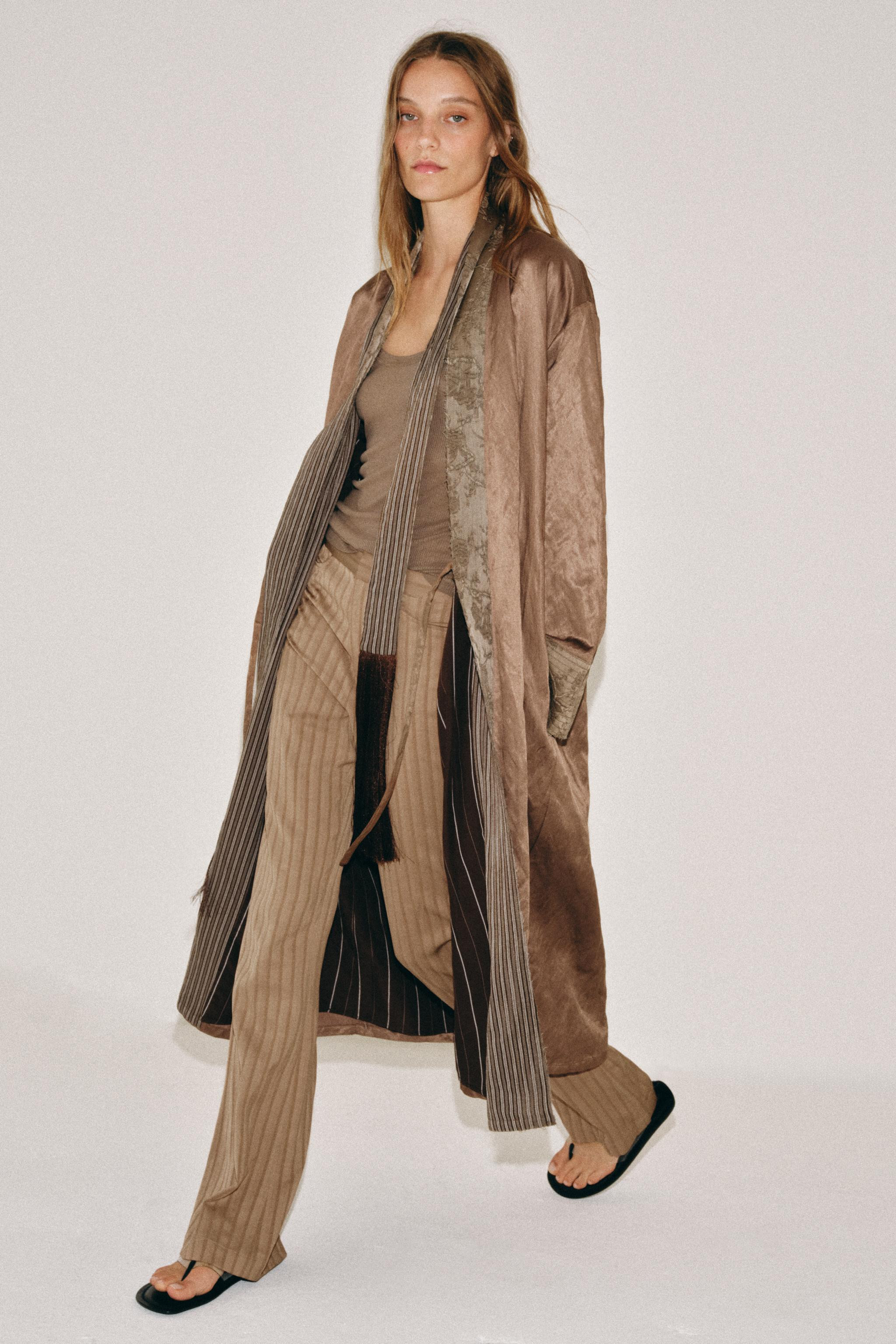 ZW COLLECTION JACQUARD KIMONO WITH SCARF | Zara UK
