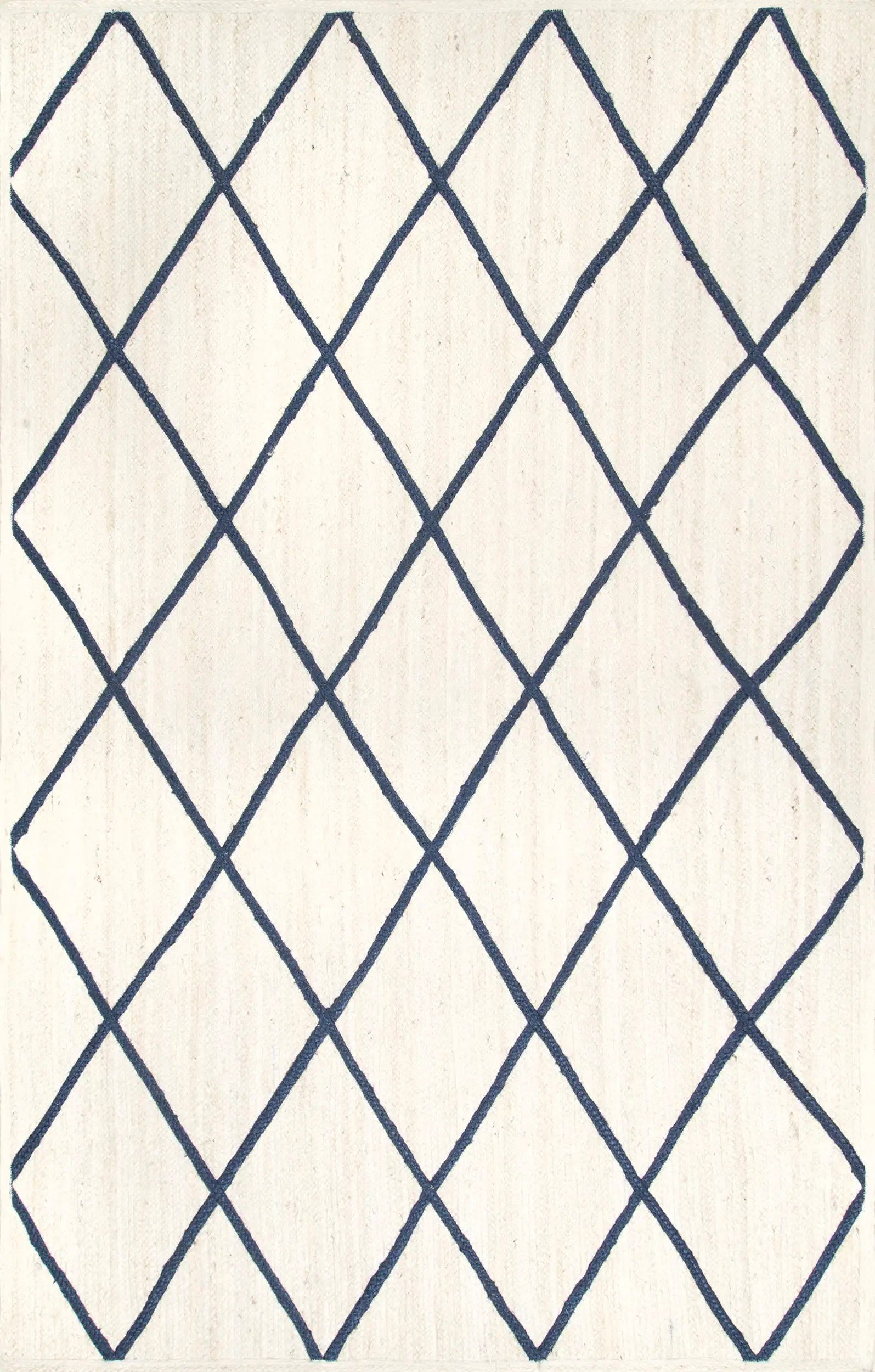 Jute Braided Trellis Rug | White | Rugs USA