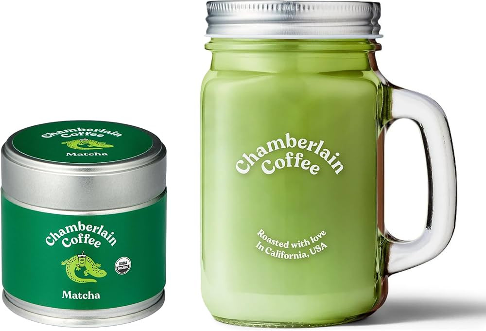 Chamberlain Coffee Matcha & Mason Jar Bundle - 100% Organic Matcha Japanese Green Tea Powder, 1oz... | Amazon (US)