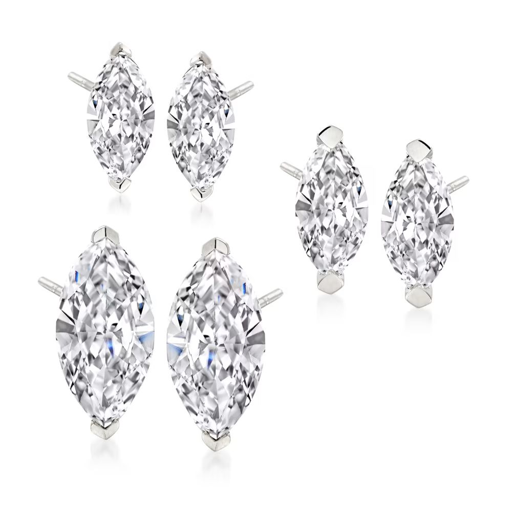 6.00 ct. t.w. CZ Jewelry Set: Three Pairs of Marquise Stud Earrings in Sterling Silver | Ross-Simons