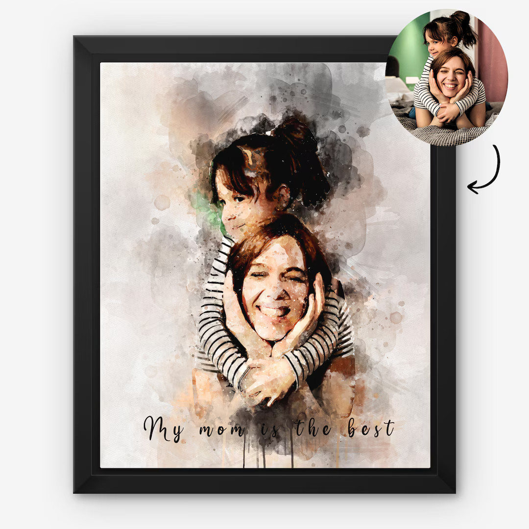 Custom Mother Daughter Gift Portrait Art, Personalized Mother's Day Gift, Watercolor Birthday Pre... | Etsy (US)