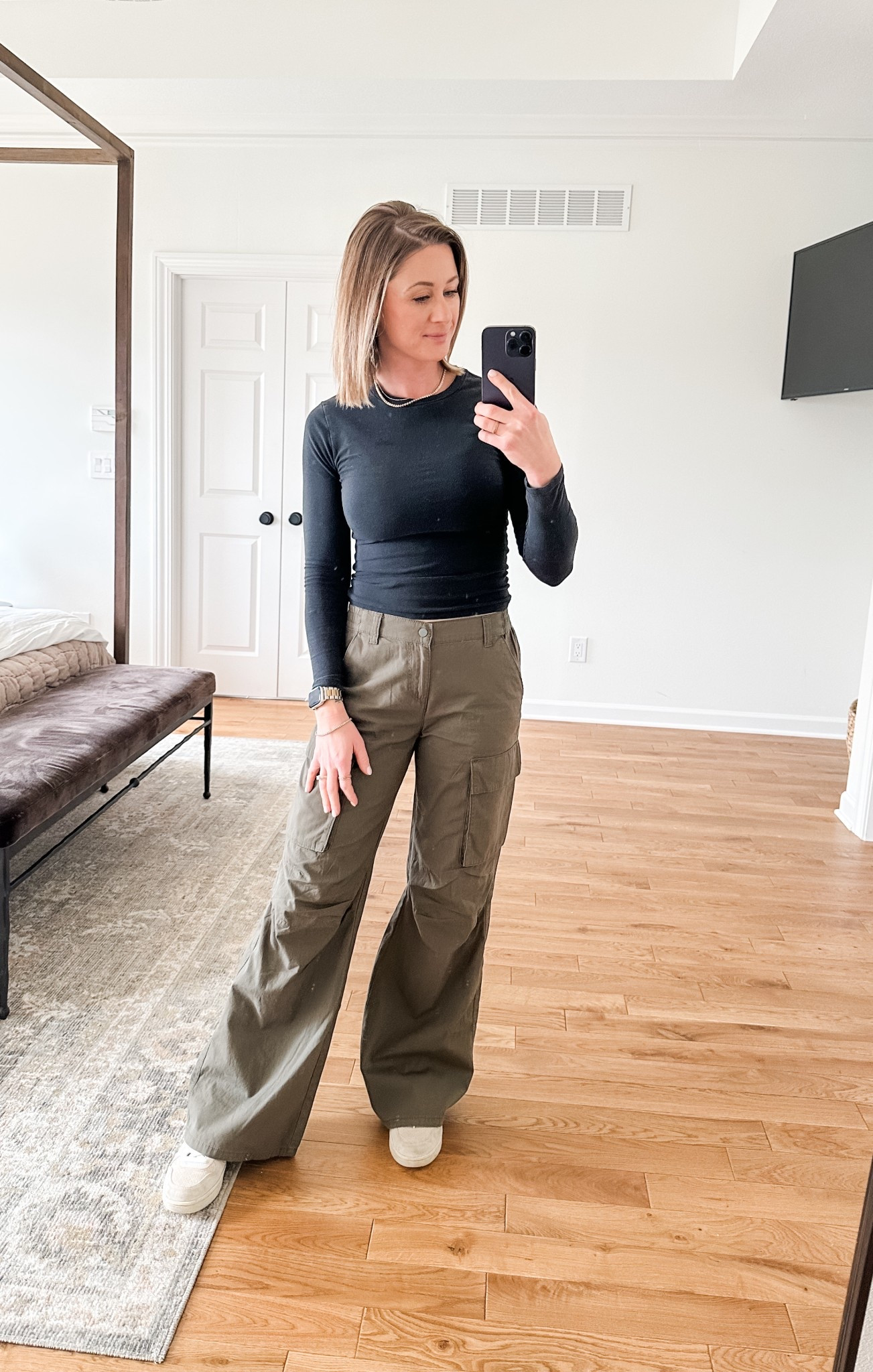 Cargo, basic tee, and sneakers. Perfect for a play date with the babies! 

#LTKSeasonal #LTKStyleTip #LTKFindsUnder50