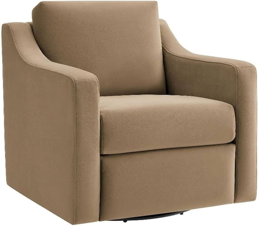 Modway Liora Performance Velvet Swivel Accent Chair in Taupe Comfortable Stain-Resistant Velvet A... | Amazon (US)