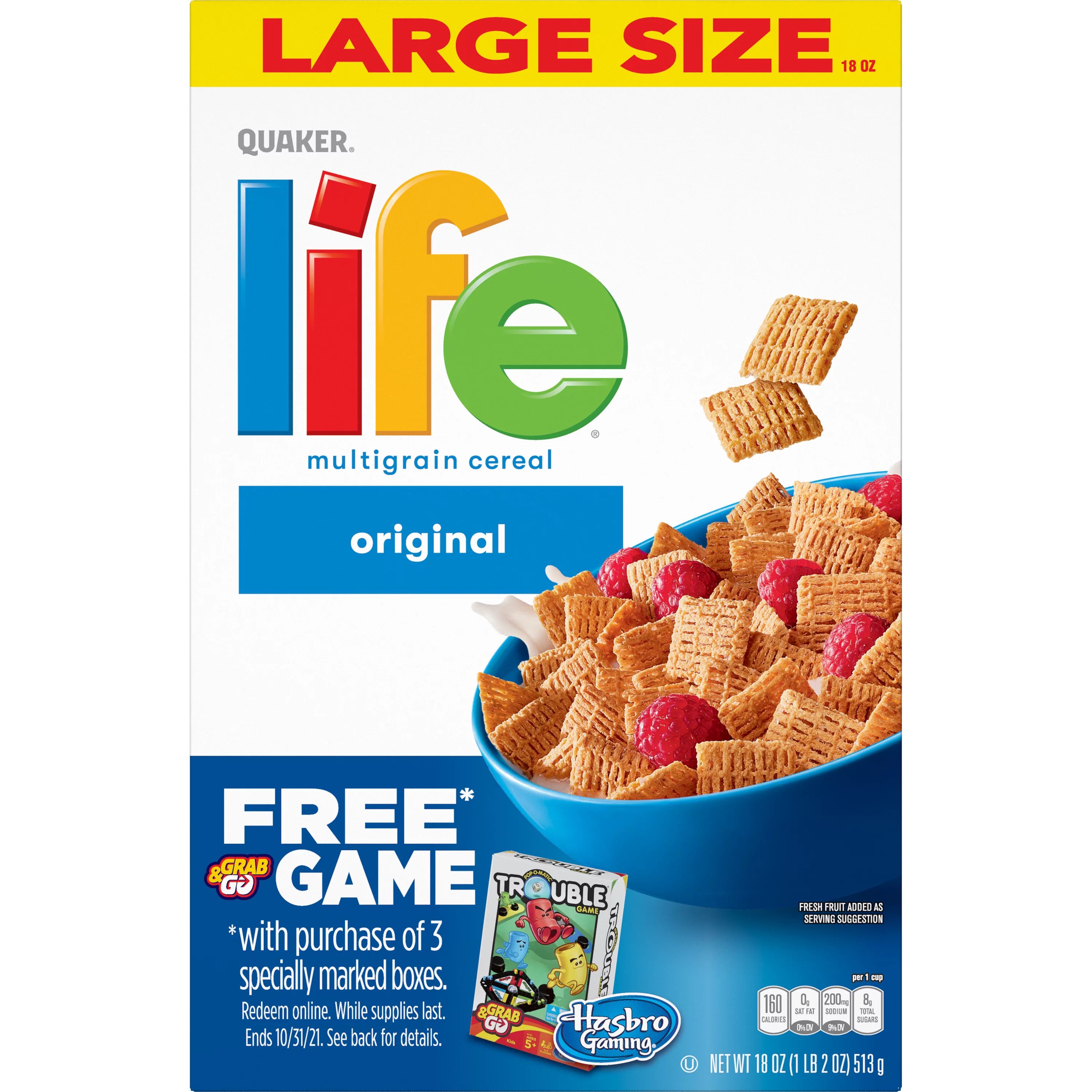 Quaker Life Multigrain Cereal, Original, 18 oz Box | Walmart (US)
