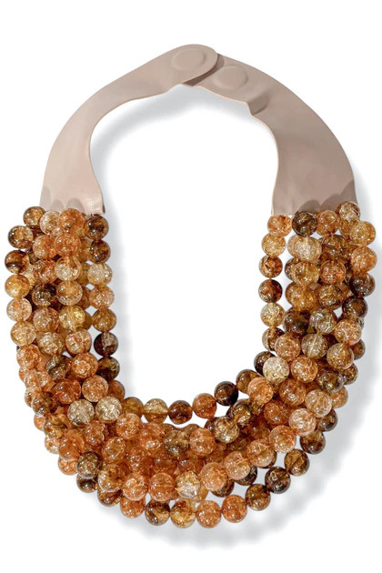 Carla 7 Strand Tan Smooth Bead Statement Necklace | The Willow Tree