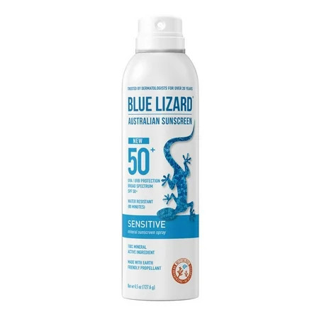 Blue Lizard Australian Mineral Sunscreen Spray Sensitive Skin SPF 50+ 4.5 oz | Walmart (US)