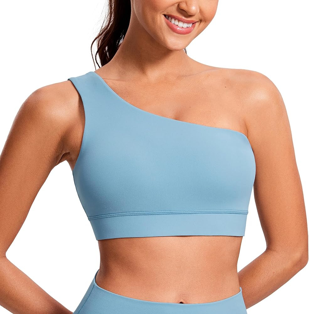 CRZ YOGA Butterluxe Womens One Shoulder Sports Bra - Sleeveless One Strap Low Impact Asymmetrical... | Amazon (US)