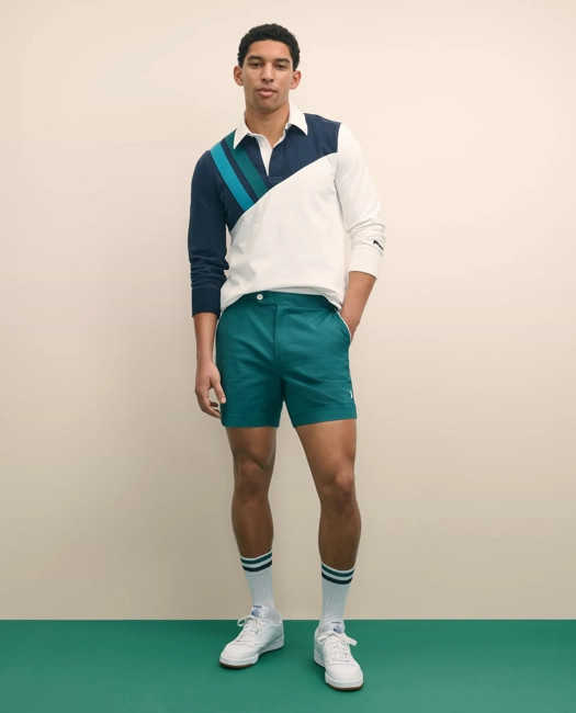 Brooks Brothers Men's X Prince Performance Cotton Blend Shorts | Dark Green | Size 40 | Brooks Brothers