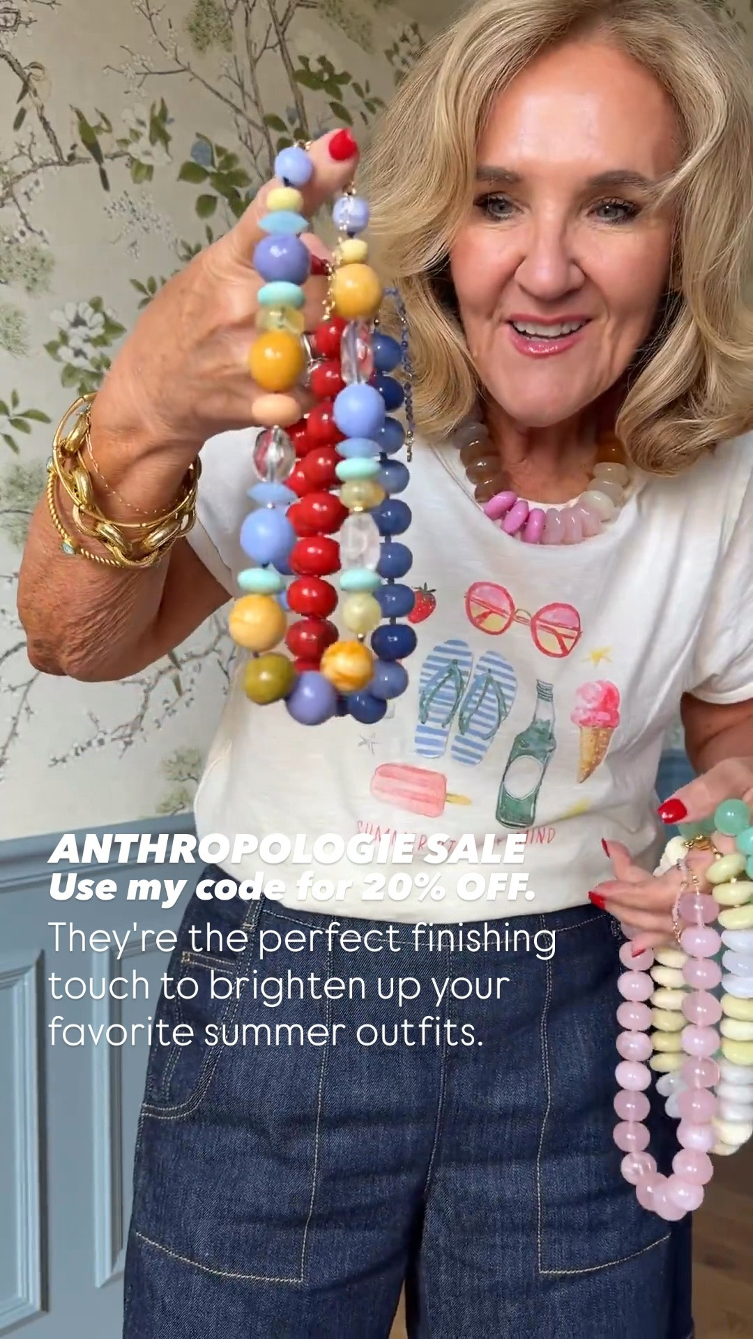 ✨ Save 20% off Anthropologie orders of $100+ with code NANETTE20!

I'm also sharing these colorful BaubleBar necklaces! They're the perfect finishing touch to brighten up your favorite summer outfits.

Sizing:
• Graphic Tee – Medium
• Dark Wash Carpenter Jeans – Medium Petite for a relaxed fit.

💛 LTK MADE EASY
❤️ Heart = Support my posts
🔖 Save = Get sale & restock alerts
💬 Comment if you have sizing questions!

#LTKootd #LTKOver40 #LTKSaleAlert