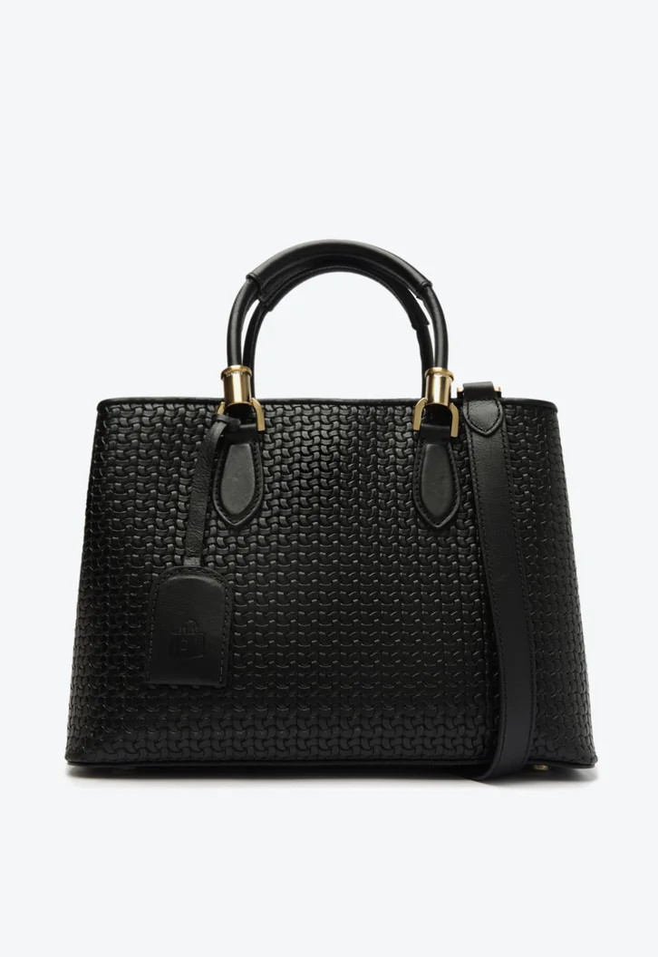 Bolsa Tote Preta Schutz Grande Lorena Couro Trama | ZZ Mall (BR)