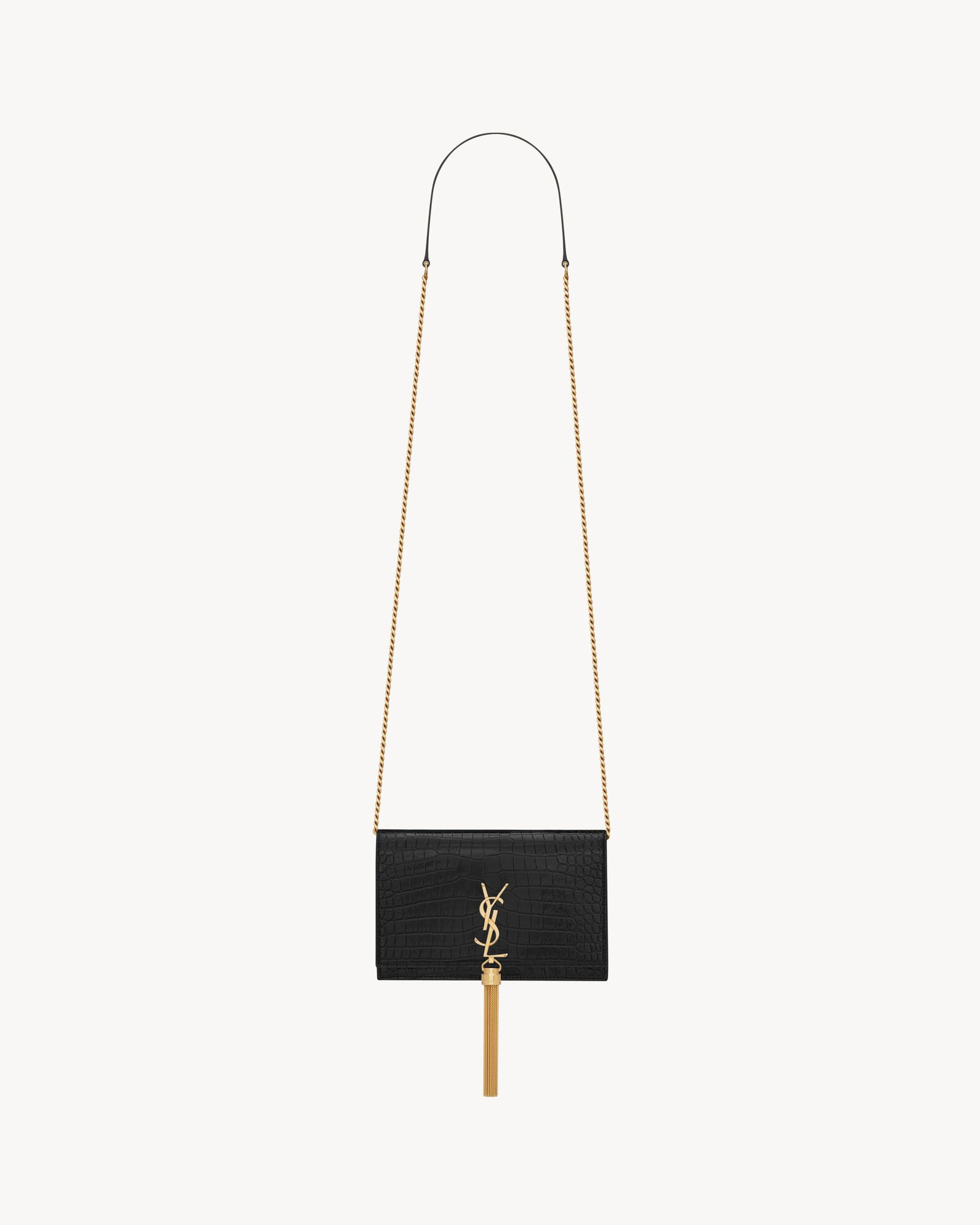 kate chain wallet with tassel in crocodile-embossed shiny leather | Saint Laurent Inc. (Global)