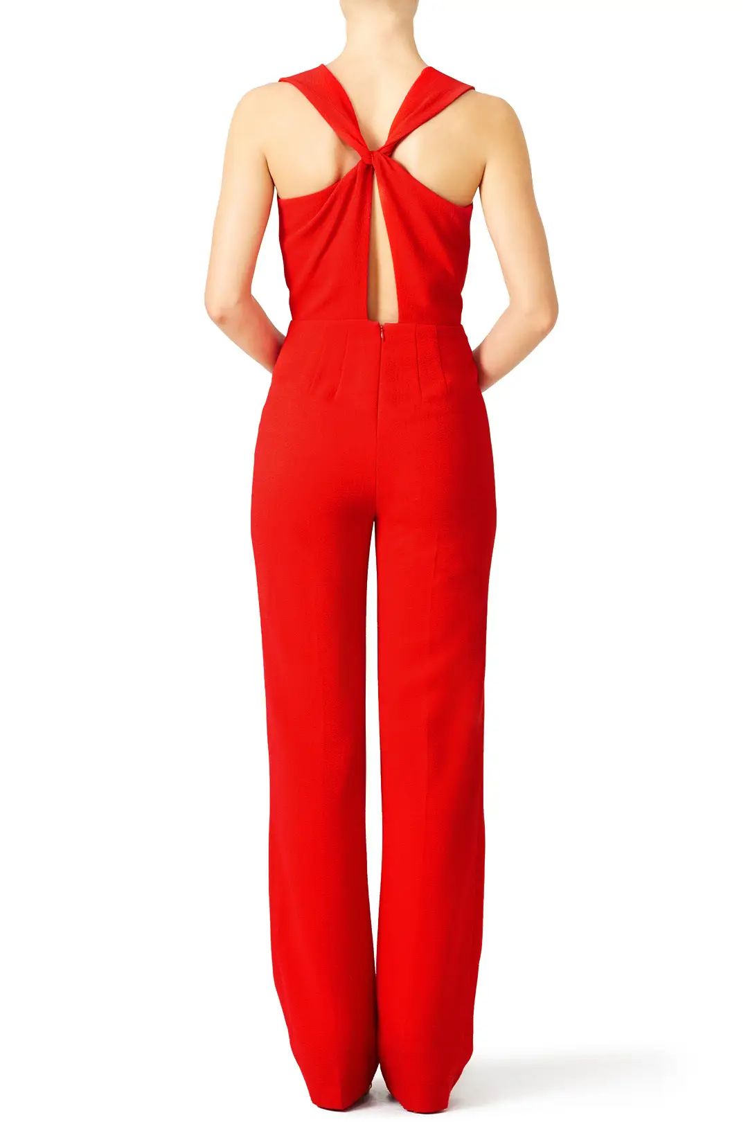 Tory Burch Red Pebbled Crepe Jumpsuit | Rent The Runway