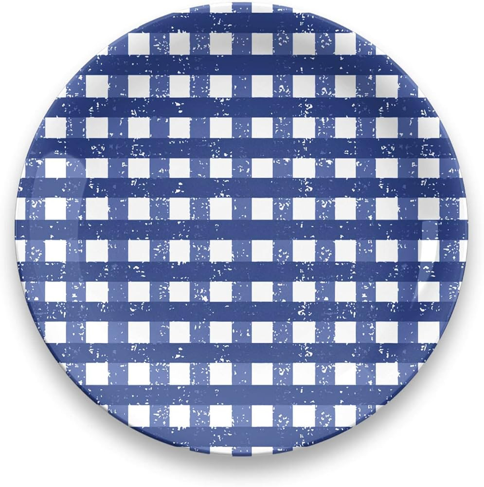 TarHong Homemade Navy Gingham Dinner Plate S,4, 10.5" | Amazon (US)