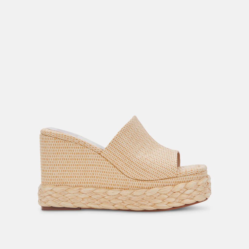 ELENE WEDGES LT NATURAL RAFFIA | DolceVita.com