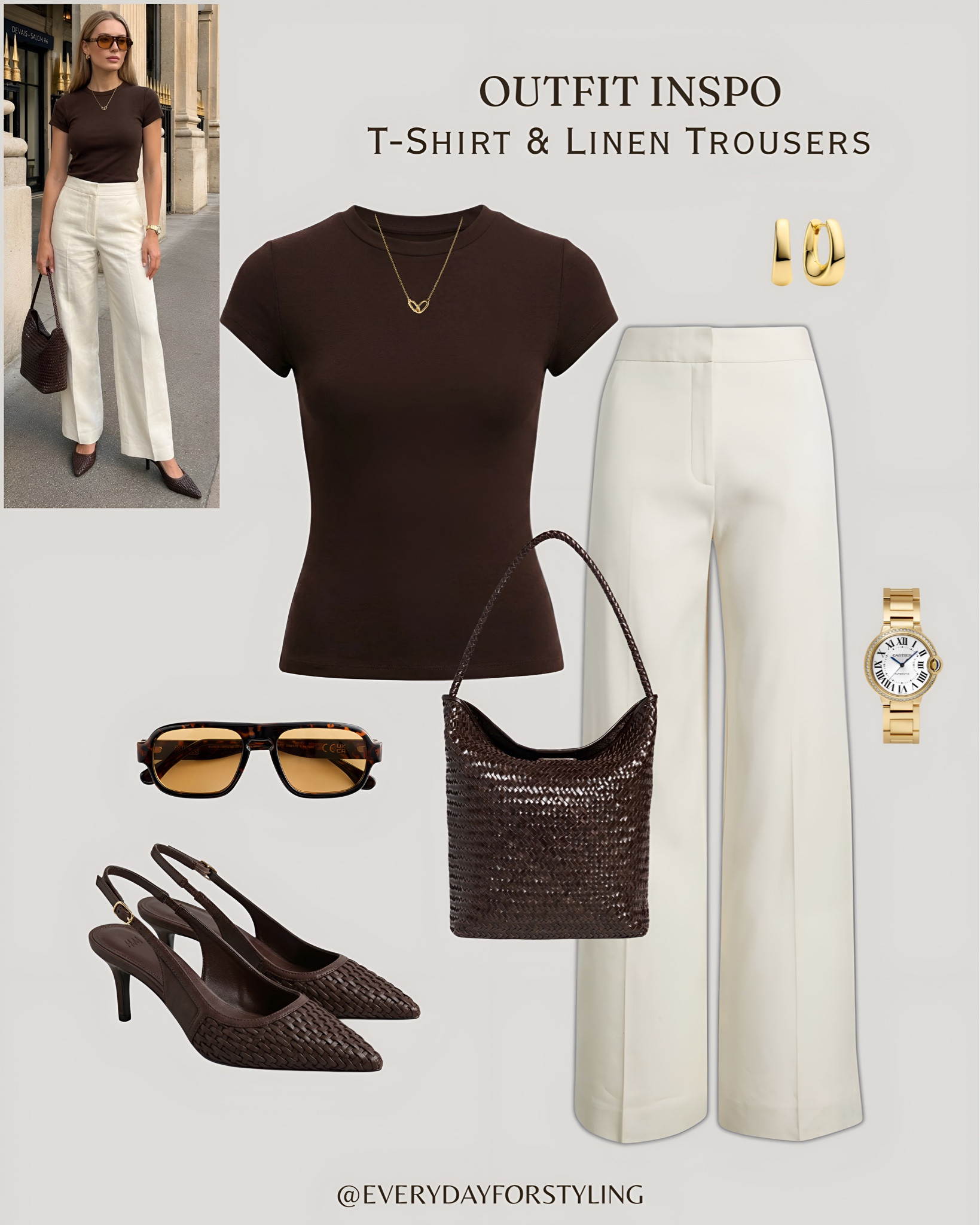 Chocolate fitted tee, cream linen trousers and woven slingbacks — clean, polished and completely timeless 🧉

t-shirt and linen trousers outfit, linen trousers summer styling, how to style linen trousers, tshirt outfit ideas women, casual chic summer outfits, tonal dressing summer looks, stripe tee linen trousers, chocolate linen trousers outfit, navy linen trousers styling, cream linen trousers look, effortless summer outfits women, quiet luxury casual style, European summer outfit ideas, simple summer outfits 2026, elevated basics wardrobe, smart casual women summer, linen trousers outfit inspo, neutral summer outfits women, chic everyday looks 2026, everydayforstyling

#TshirtAndLinenTrousers, #LinenTrousersOutfit, #EffortlessSummerStyle, #CasualChicSummer2026, #SimpleElegantOutfits​​​​​​​​​​​​​​​



#LTKTravel #LTKSeasonal #LTKootd