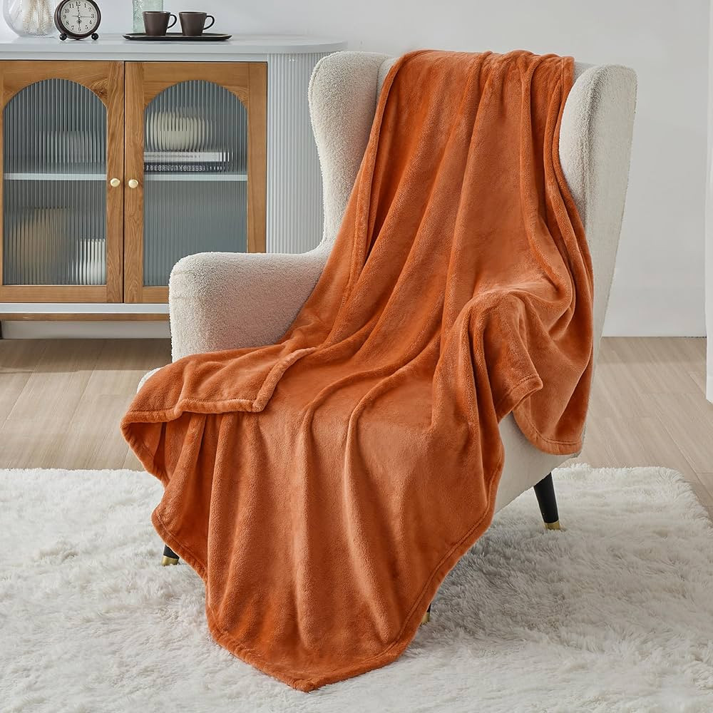 Bedsure Burnt Orange Fleece Blanket 50x70 Blanket - 300GSM Soft Lightweight Plush Cozy Blankets f... | Amazon (US)