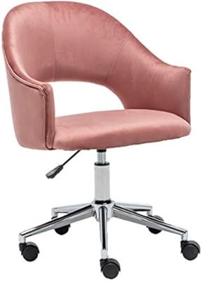 BTEXPERT Makeup Vanity Velvet Home Office Chair, Adjustable Upholstered Accent, Rose Pink | Amazon (US)