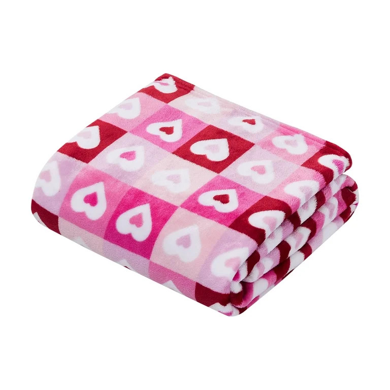 Way To Celebrate Valentine's Day Heart Grid Throw Blanket, Standard Throw - Walmart.com | Walmart (US)