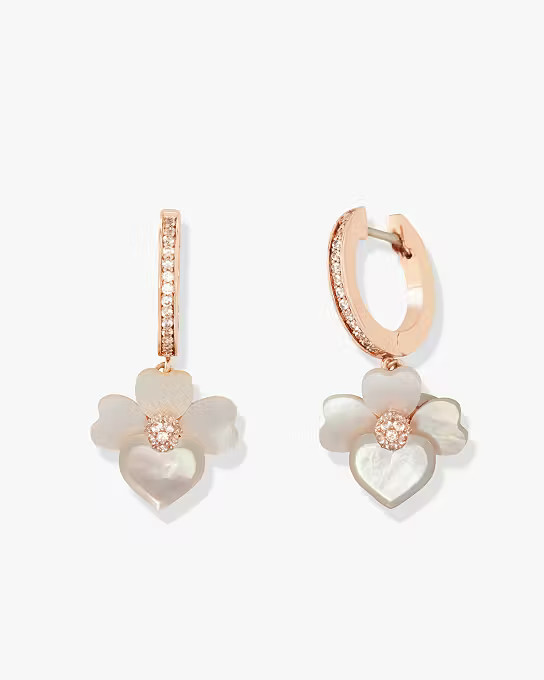 Precious Pansy Pavé Drop Mini Hoops | Kate Spade (US)