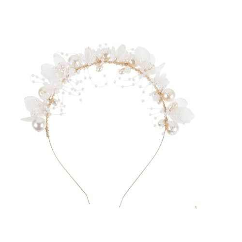 Xansema Flower Bride Wedding Headband for Women and Girls, Pearl Bridal Headpiece Hair Accessories for Party Daily (Gold) | Amazon (US)