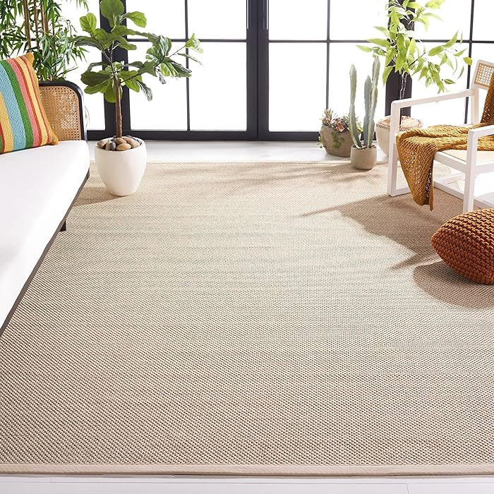 SAFAVIEH Area Rug 8x10 - Natural Fiber Collection - Large - Marble & Beige, Sisal, Woven Design w... | Amazon (US)