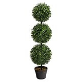 Nearly Natural 3ft. Artificial Triple Ball Boxwood Topiary Tree (Indoor/Outdoor) T2021, Green | Amazon (US)