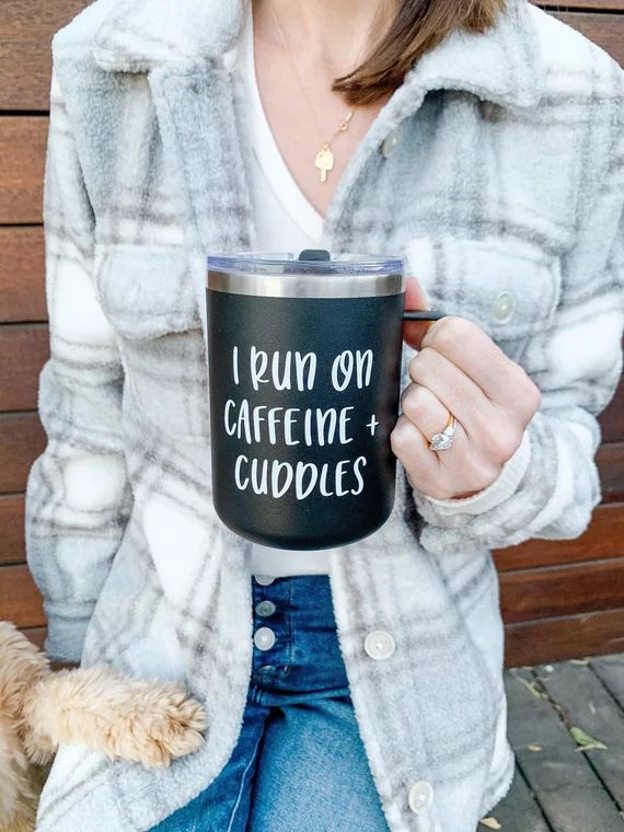 Caffeine + Cuddles Travel Mug | Metal Travel Mug | Reusable Coffee Tumbler | Mom Travel Mug | Hot... | Etsy (US)