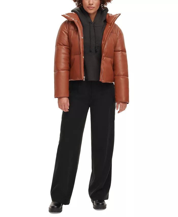 Levi's Women's Faux-Leather Short Puffer Jacket - Macy's | Macy's