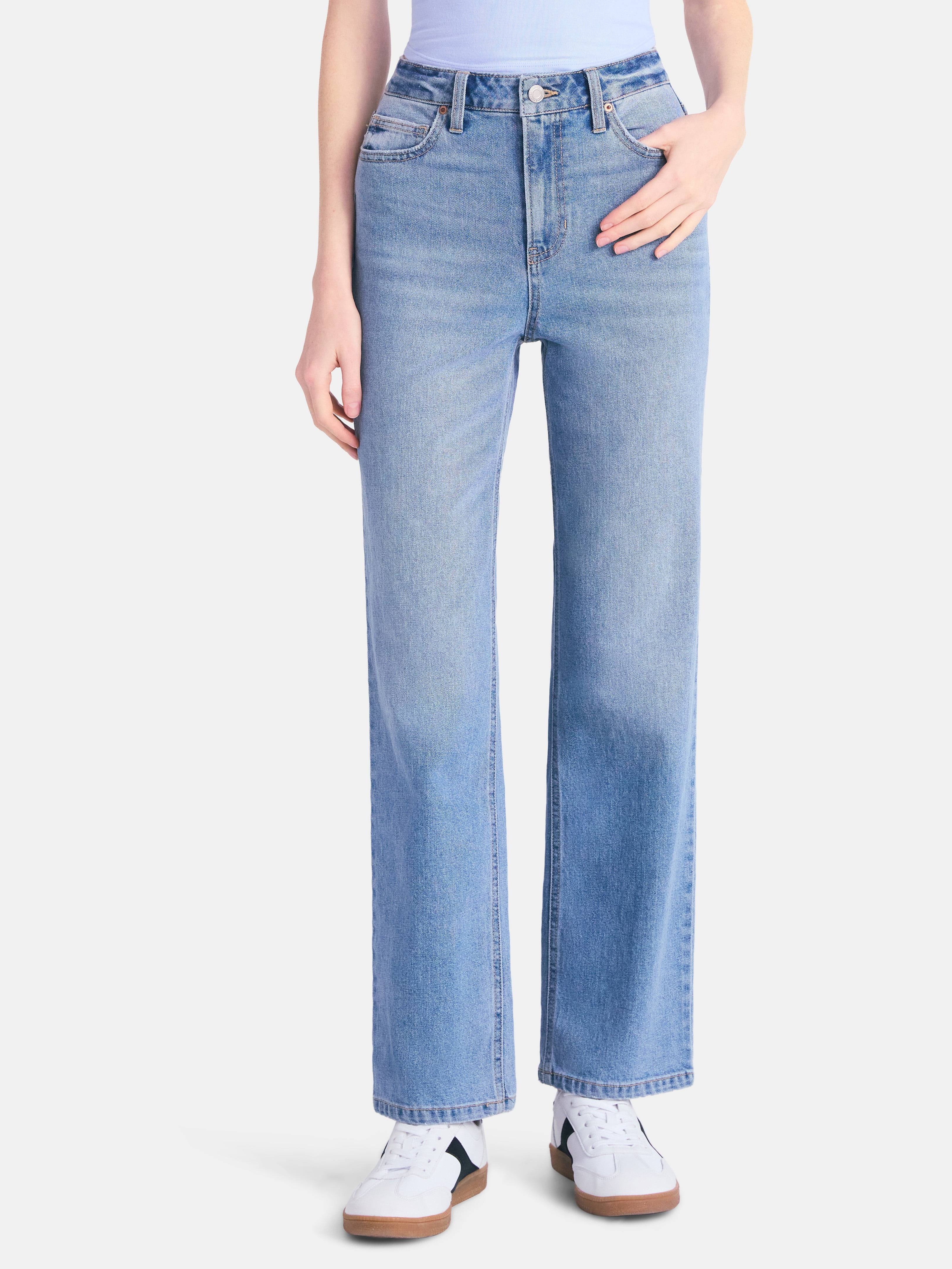 No Boundaries High Rise Straight Leg Jeans, 30" Inseam, Women’s | Walmart (US)