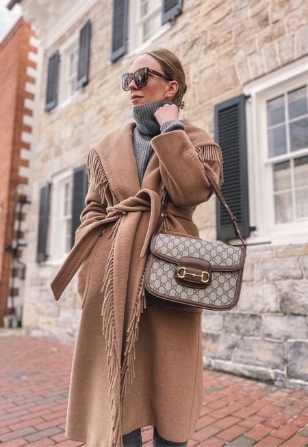 Fringe camel coat, Gucci horsebit bag, classic winter style 

#LTKitbag #LTKSeasonal #LTKstyletip