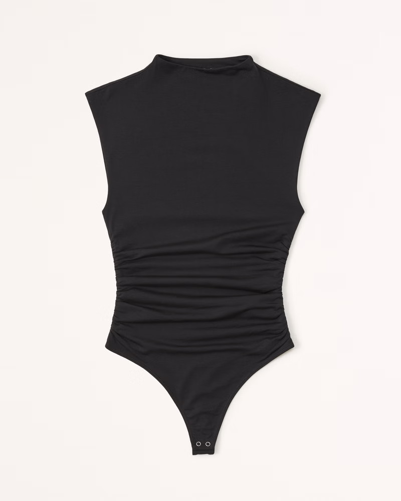 Cotton-Modal Ruched Shell Bodysuit | Abercrombie & Fitch (US)