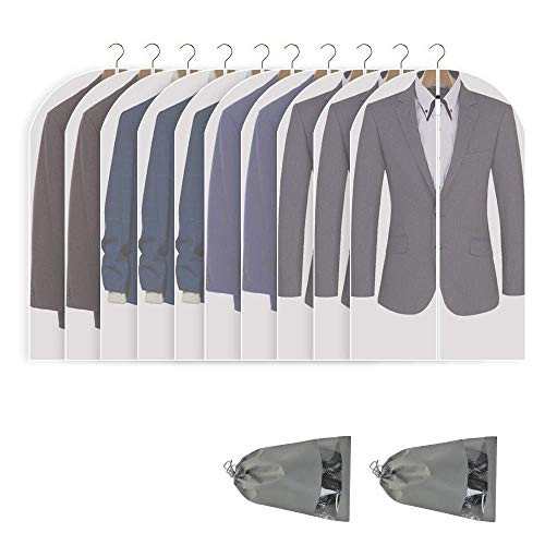 Perber Hanging Garment Bag Lightweight Clear Full Zipper Suit Bags (Set of 10) PEVA Moth-Proof Breat | Amazon (US)