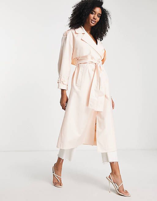 ASOS EDITION trench coat with tie in apricot | ASOS (Global)